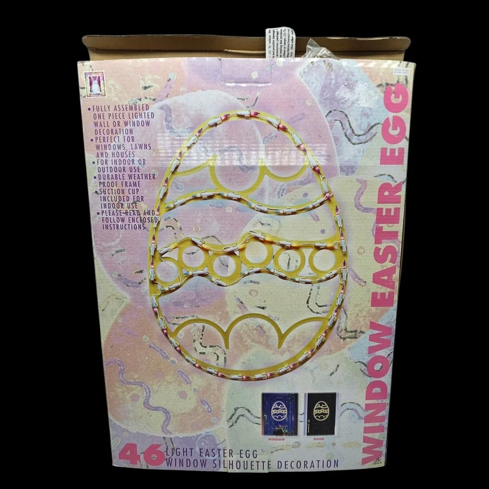 Vintage Easter Egg Light up Silhouette Window Door Decoration 46 Colorful Lights